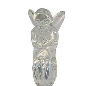 Baccarat France Leaded Crystal Kneeling Praying‎ Angel Figurine C 4.5" Signed